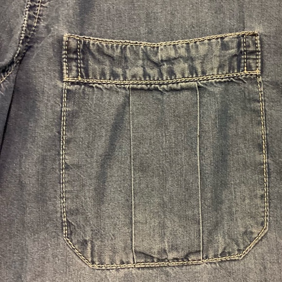 BANANA REPUBLIC Dillon Utility Chambray Button Up Shirt Distressed Sz XS - Picture 10 of 11